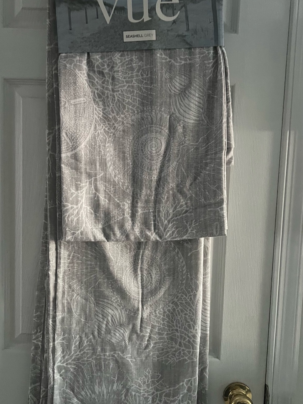 Seashell Grey Printed Curtain Panel by Coastal Vue - 4 panels total